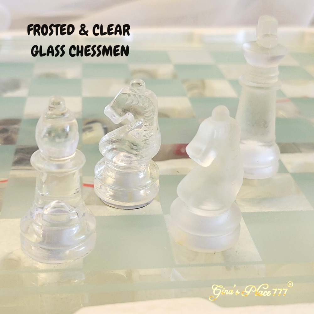 3 In 1, 32 Glass Chessmen 30 Glass Backgammon/Draughts, 4 Dice, 1 Doubling Set